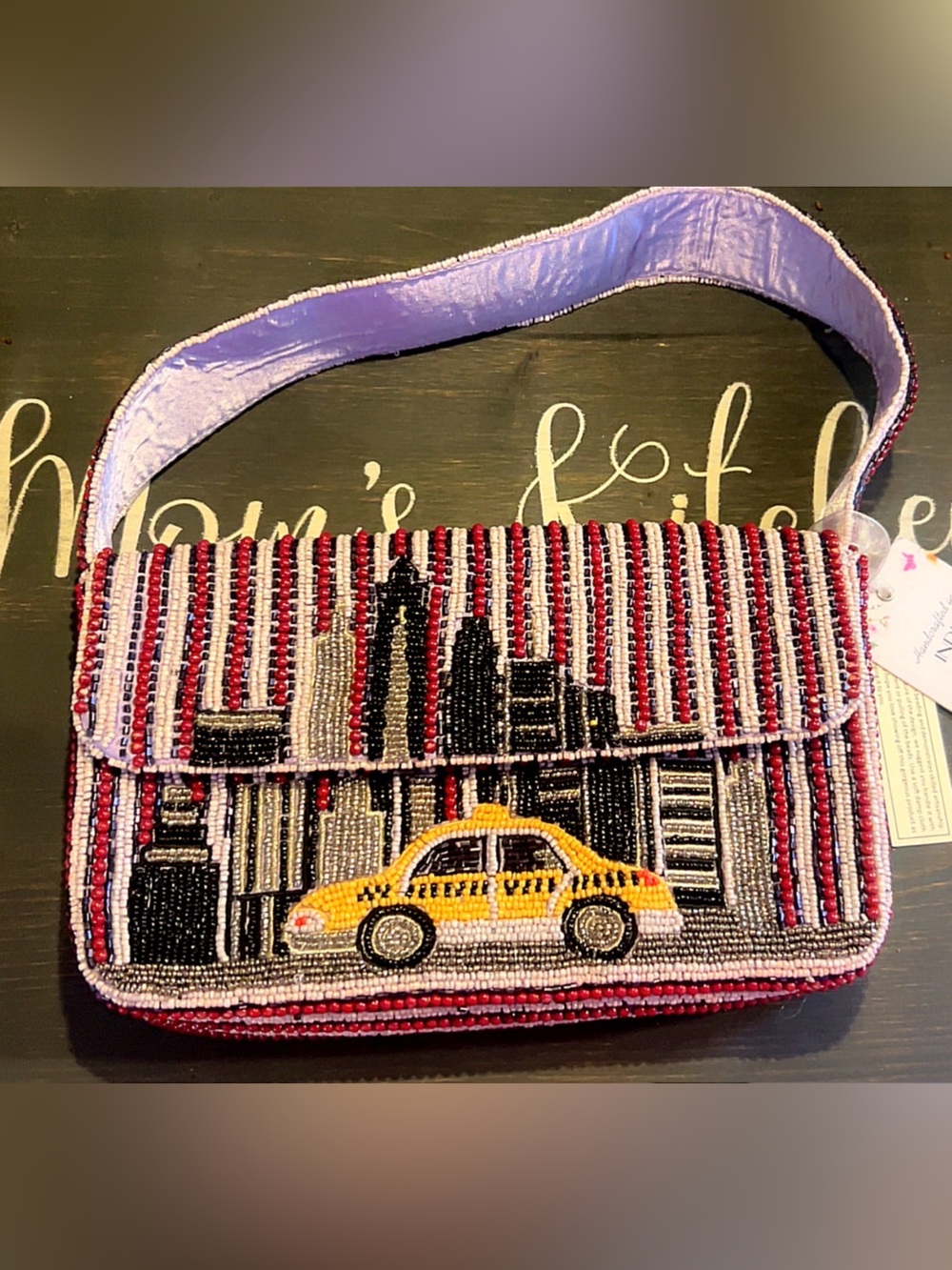 NWT Beaded City Taxi Shoulder Bag in Red and Yellow 🚕🚕🚕